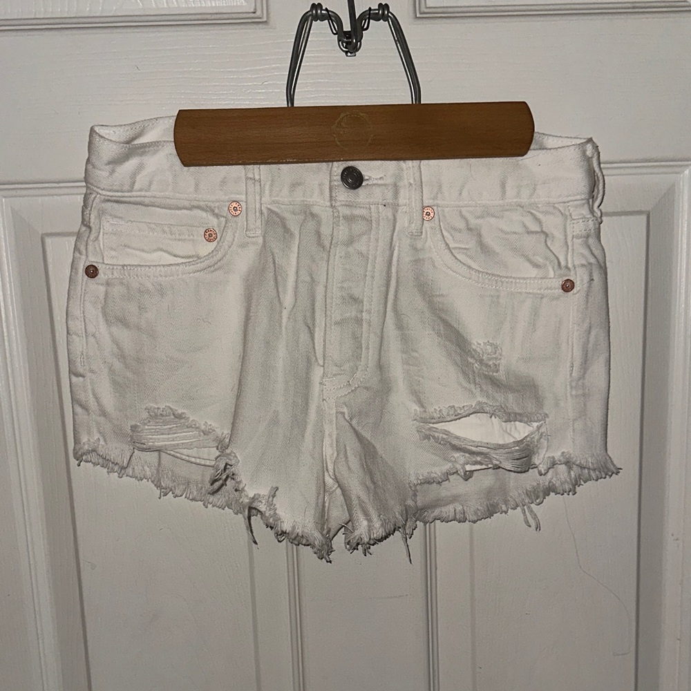 We The Free White Frayed Jean Shorts
